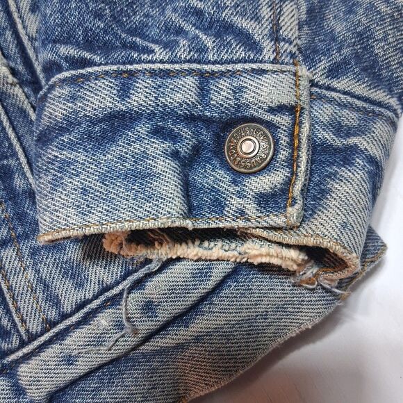 Vintage Levis Sherpa Lined Denim Trucker Jacket USA Made Mens 38R M Early 1980s - Picture 2 of 16